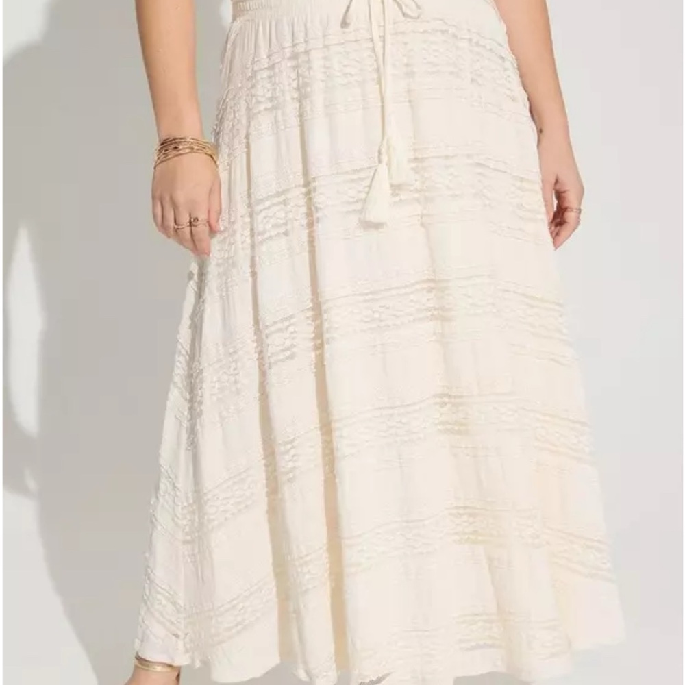 Torrid Cream Maxi A-Line Skirt with Tie Front